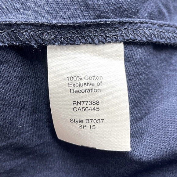 J.Crew Embroidered Bib Peasant Top Navy Blue Sz Small - Picture 11 of 13